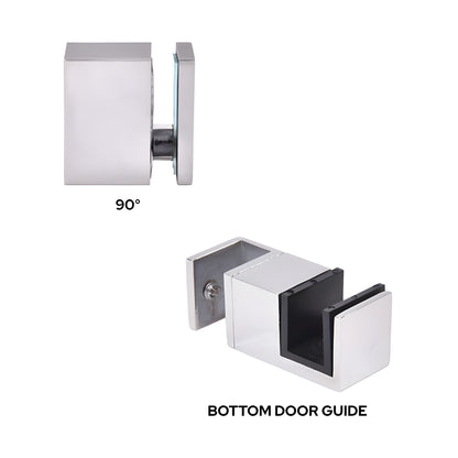 Cavoli 90 degree accessory kit with bottom guide, polished 304 stainless steel replacement for sliding shower doors