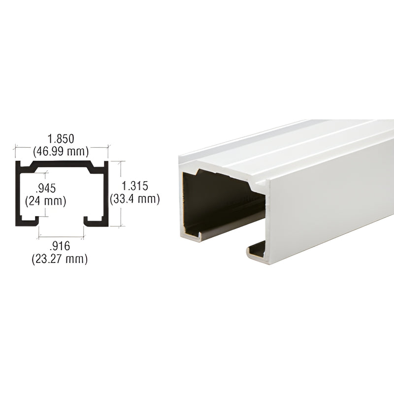 Satin anodized aluminum extrusion profile (SKU D7A), 1-7/8" wide, 12 ft length, shown with cross-section.