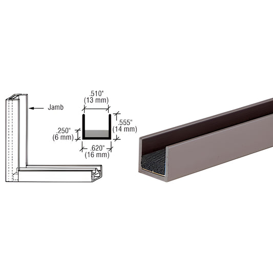 D606DU Duranodic bronze aluminum single jamb with sponge rubber lining, 144in length - photo and dimensional diagram