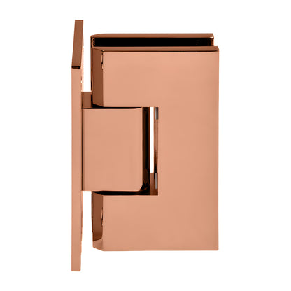 Rose gold brass Vienna shower hinge SKU V1E037RG, wall mount full back plate for 3/8-1/2 (10-12mm) glass.