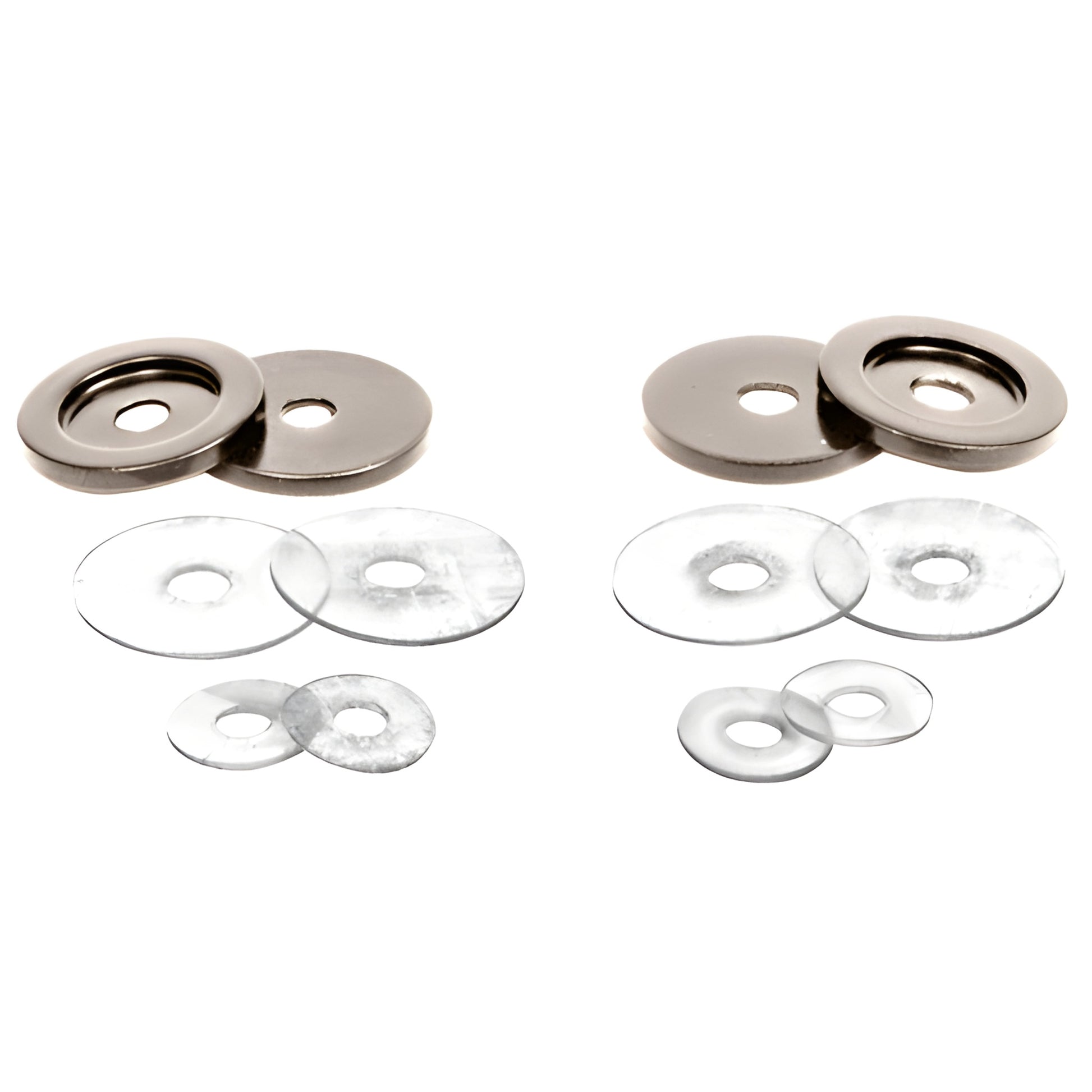 CRL 30WKPN polished nickel brass metal washers with clear plastic washers kit for 3/4" solid pull handles.