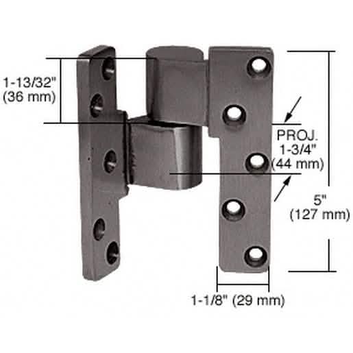 CRL Dark Bronze 3/4" Offset Intermediate Left Hand Pivot for glass doors, durable and styl