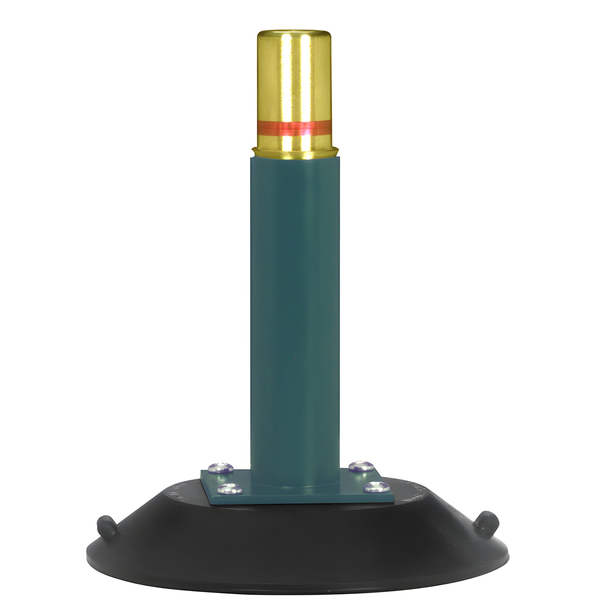 W6100 6" vacuum cup with metal vertical handle, black rubber pad, lift tabs, red vacuum ring and yellow protective plunger ca