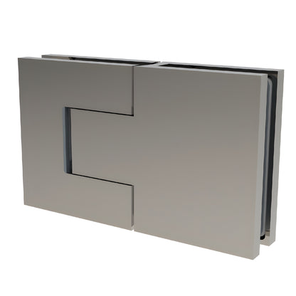 BEL380BN Bellagio concealed glass-to-glass shower hinge, brushed nickel, square modern design