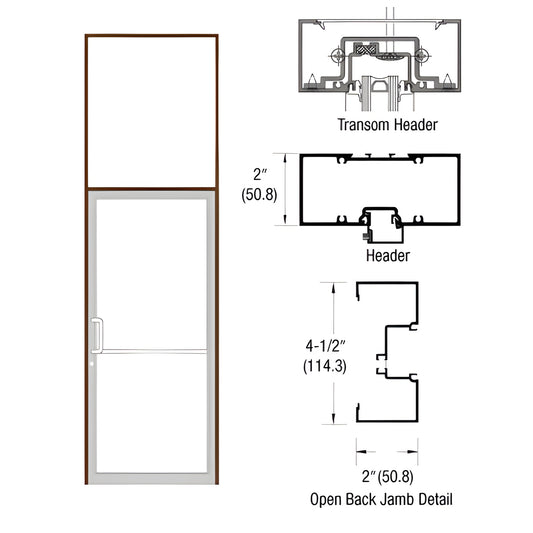 Custom aluminum 36x84 door frame with transom, open-back jambs, threshold, Black Bronze Anodized (SKU 1B91522)