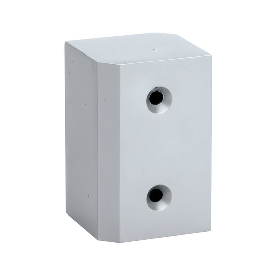 CRL SKU 2095SPS silver metallic surface-mount strike plate for 2-3/8" post, rectangular block with two recessed holes.