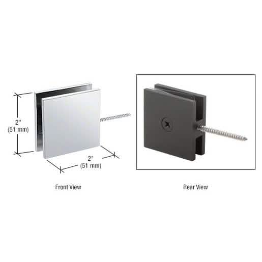 Polished Chrome Wall Mount Transom Clamp for Glass Doors - Square, Movable, Durable
