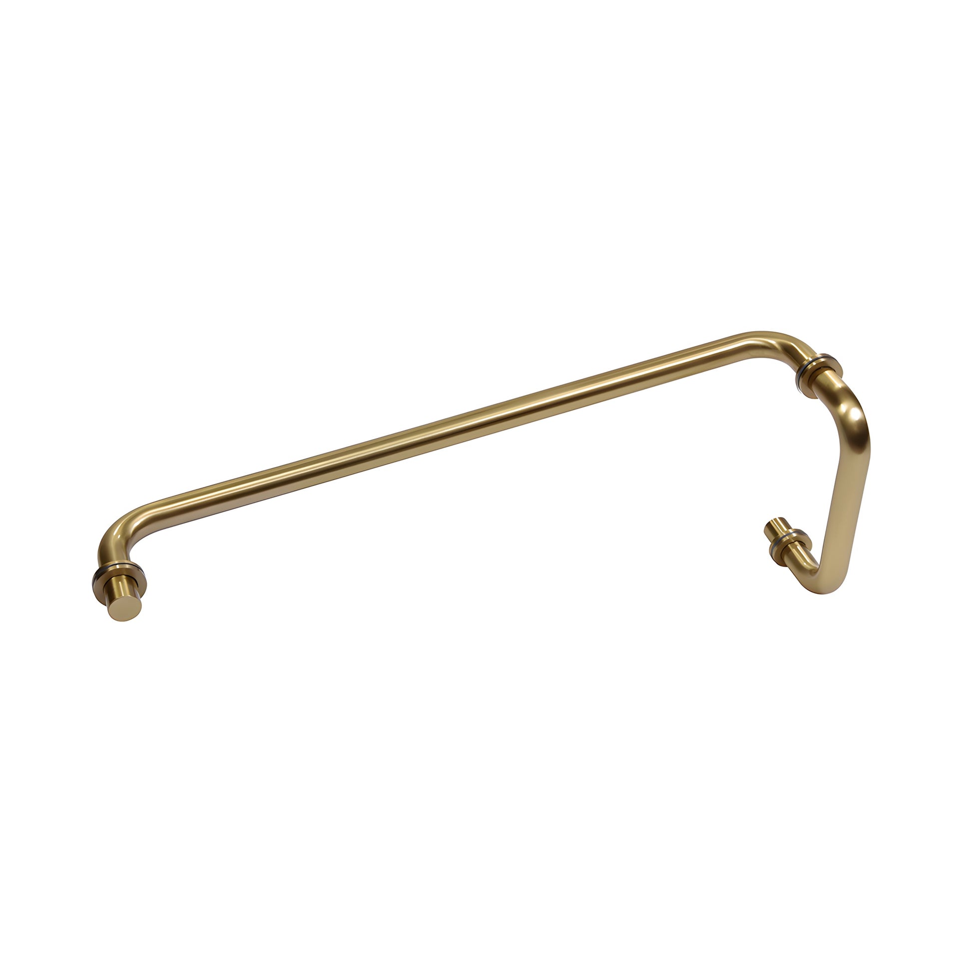 Brushed bronze brass glass pull and 18" towel bar combo (6" pull), tubular 3/4", fits 1/4"-1/2" glass.