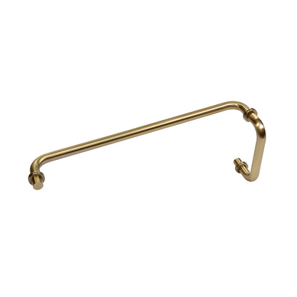 Brushed bronze brass glass pull and 18" towel bar combo (6" pull), tubular 3/4", fits 1/4"-1/2" glass.