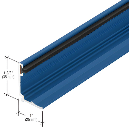 M41171 blue aluminum extrusion profile with black gasket, 1-3/8" x 1" glazing sill.