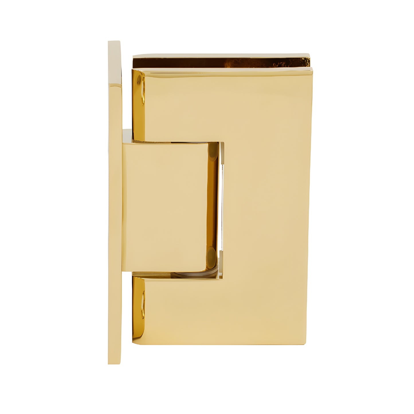 GEN037UBR ultra-brass full-back plate shower hinge for 8-12mm tempered glass, self-centering, wall-mount
