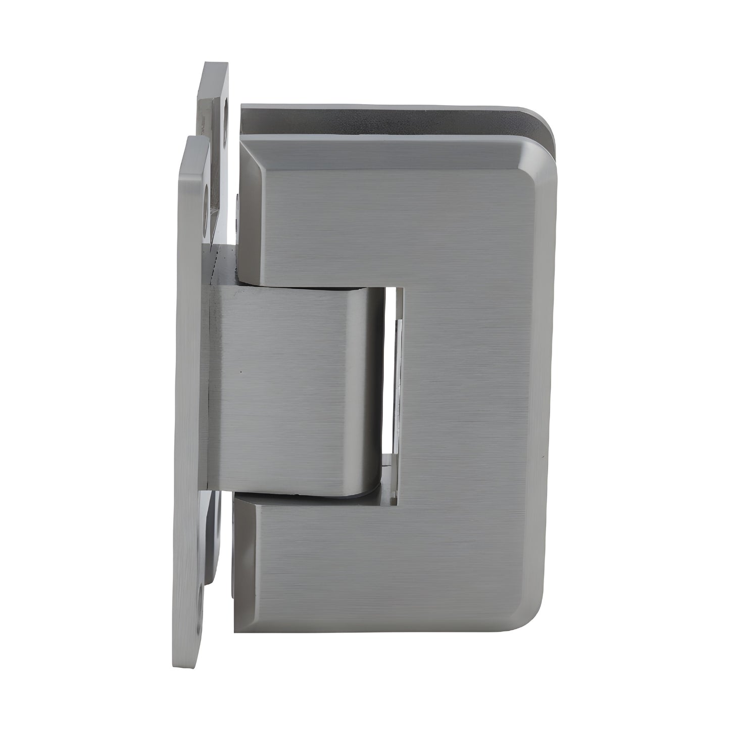 Brushed nickel shower hinge C0L537BN - solid brass, beveled wall-mount for 3/8-1/2 frameless glass
