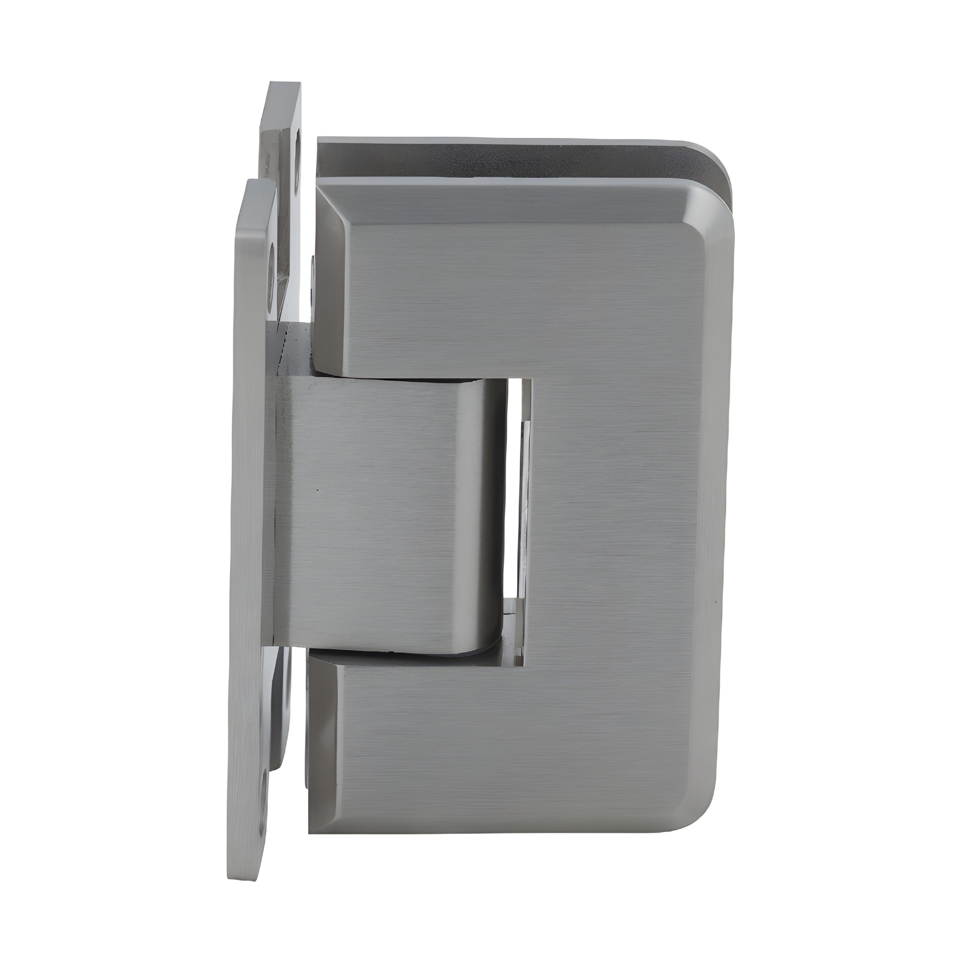 Brushed nickel shower hinge C0L537BN - solid brass, beveled wall-mount for 3/8-1/2 frameless glass