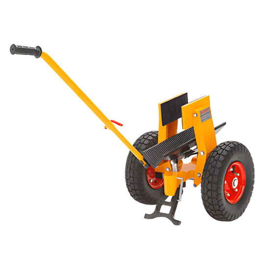 GSD2 self-locking slab dolly - orange V channel with 11" rubber wheels, tow handle, 1,100 lb capacity