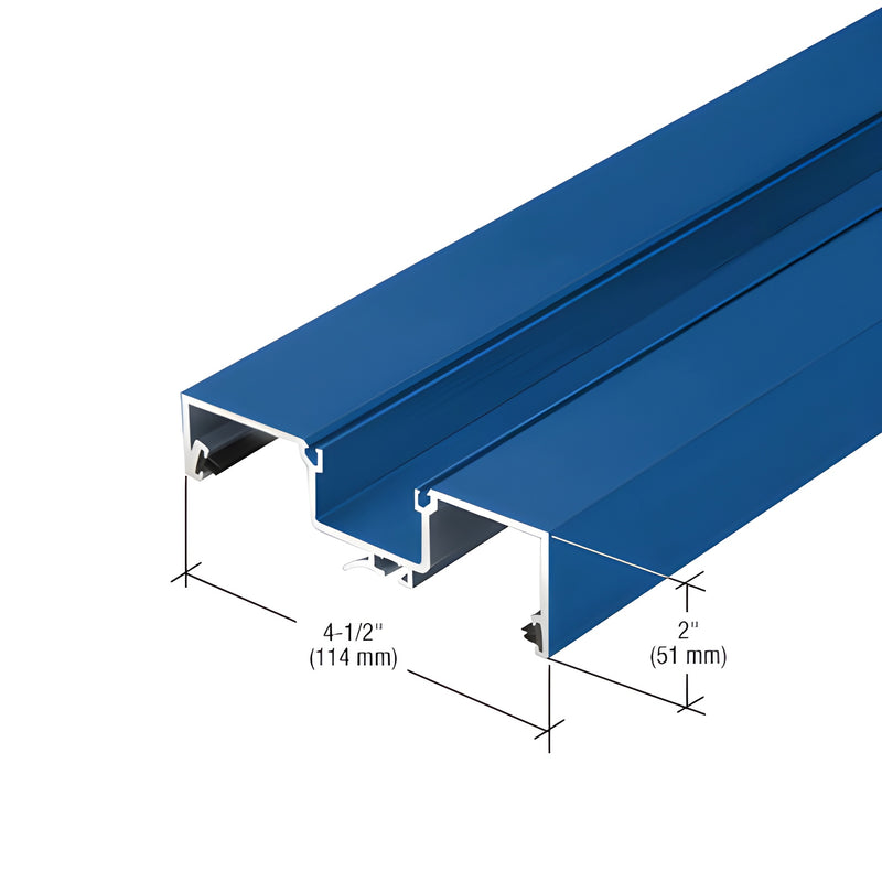 Blue custom Kynar aluminum storefront extrusion profile, 4-1/2" and 2" sections (SKU 1S49371)