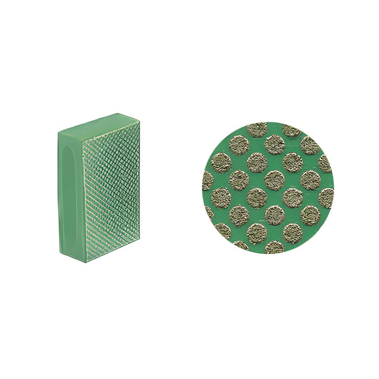 DHP60 60-grit green diamond hand pad - foam block with plated diamond dot surface for glass and stone finishing.