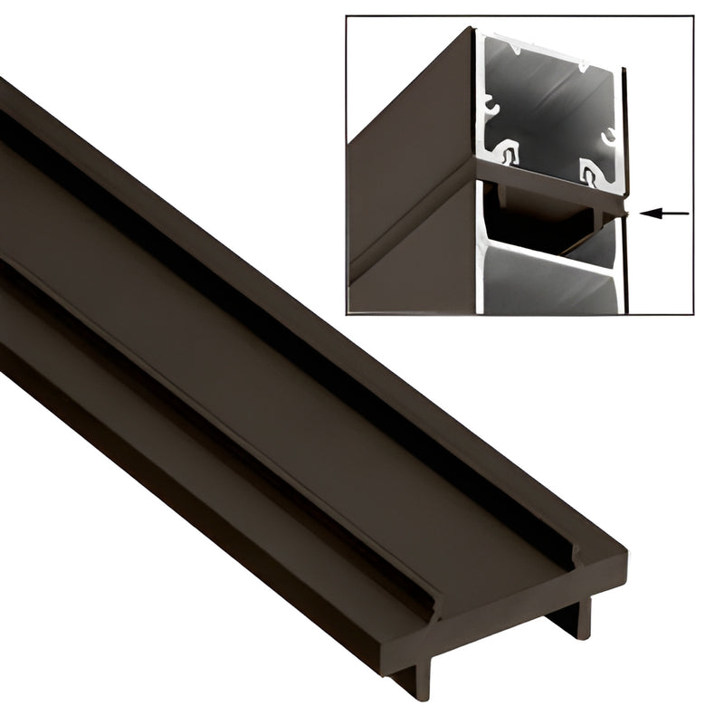 Black bronze anodized CRL HMS2DU header-mount saddle for sidelite rails, low-profile aluminum rail 120 in x 3-7/8 in