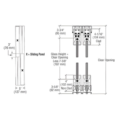 CRL Dark Bronze XX Sliding Entrance Door System - 4in Top/Bottom Rail