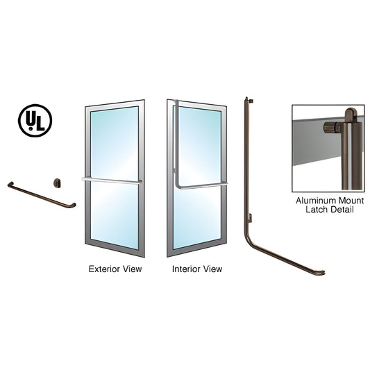PA100 oil-rubbed bronze panic handle, 1-1/4" tubular vertical with interior push bar for aluminum/wood doors