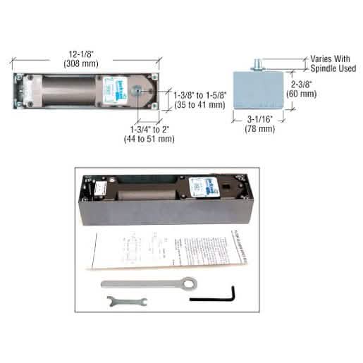 CRL Jackson® 900 Series Floor Door Closer - 120° Hold Open, Adjustable Power, Efficient.