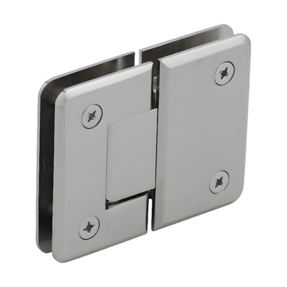 Polished nickel CRL Pinnacle glass-to-glass shower hinge (P1N180PN), beveled brass, self-centering, fits 8-12mm glass