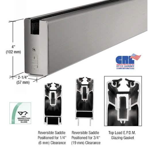 CRL Brushed Stainless 4"x120" Sidelite Rail for 3/4" Glass - Durable & Sleek Design