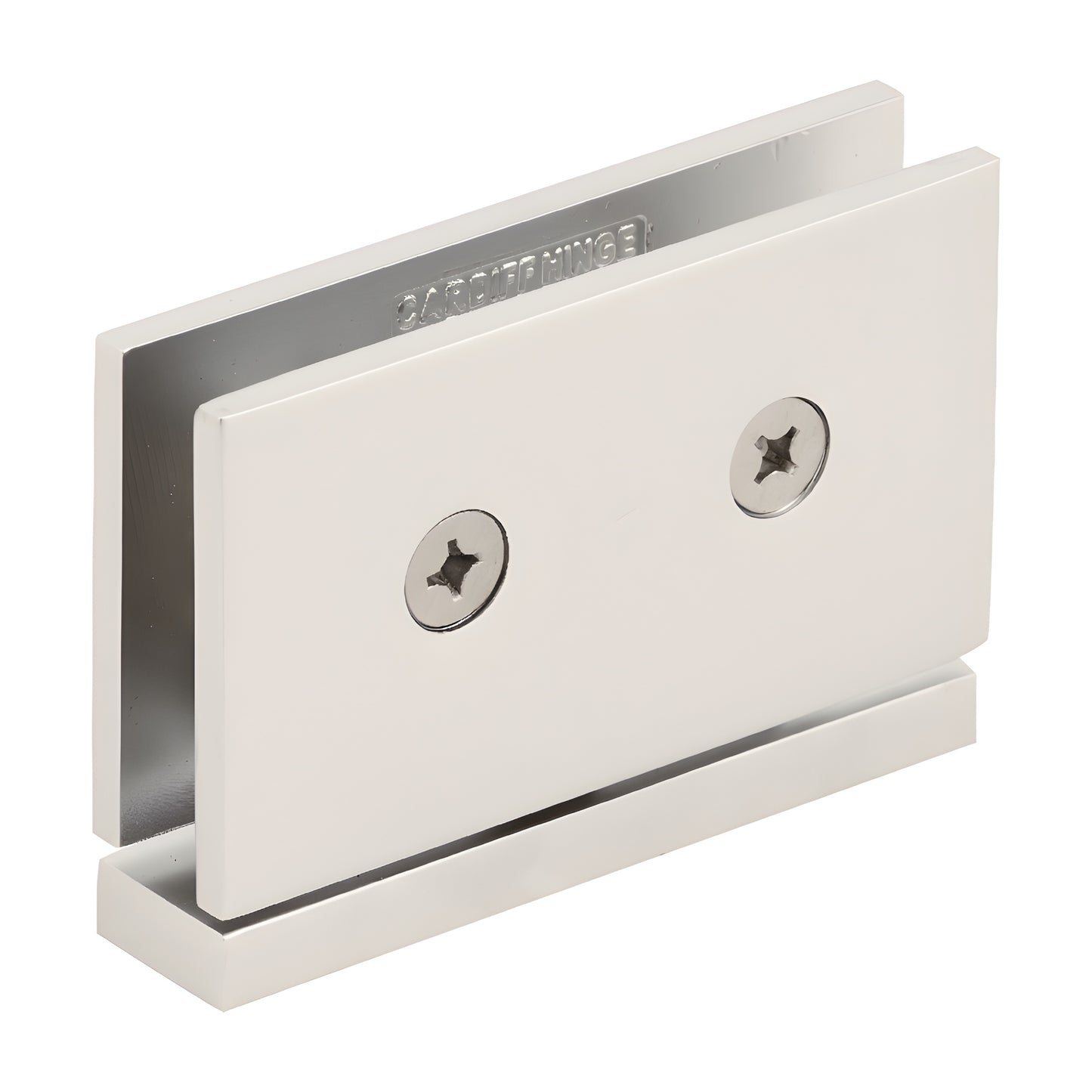 CAR01SN satin nickel squared brass pivot hinge for 8-10mm glass shower door, top-and-bottom mount, self-centering.