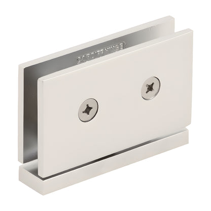 CAR01SN satin nickel squared brass pivot hinge for 8-10mm glass shower door, top-and-bottom mount, self-centering.