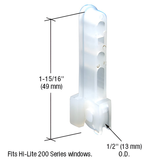 CRL G3003 nylon flat roller assembly for Hi-Lite 200 windows, 1-15/16" tall, 1/2" OD, white.