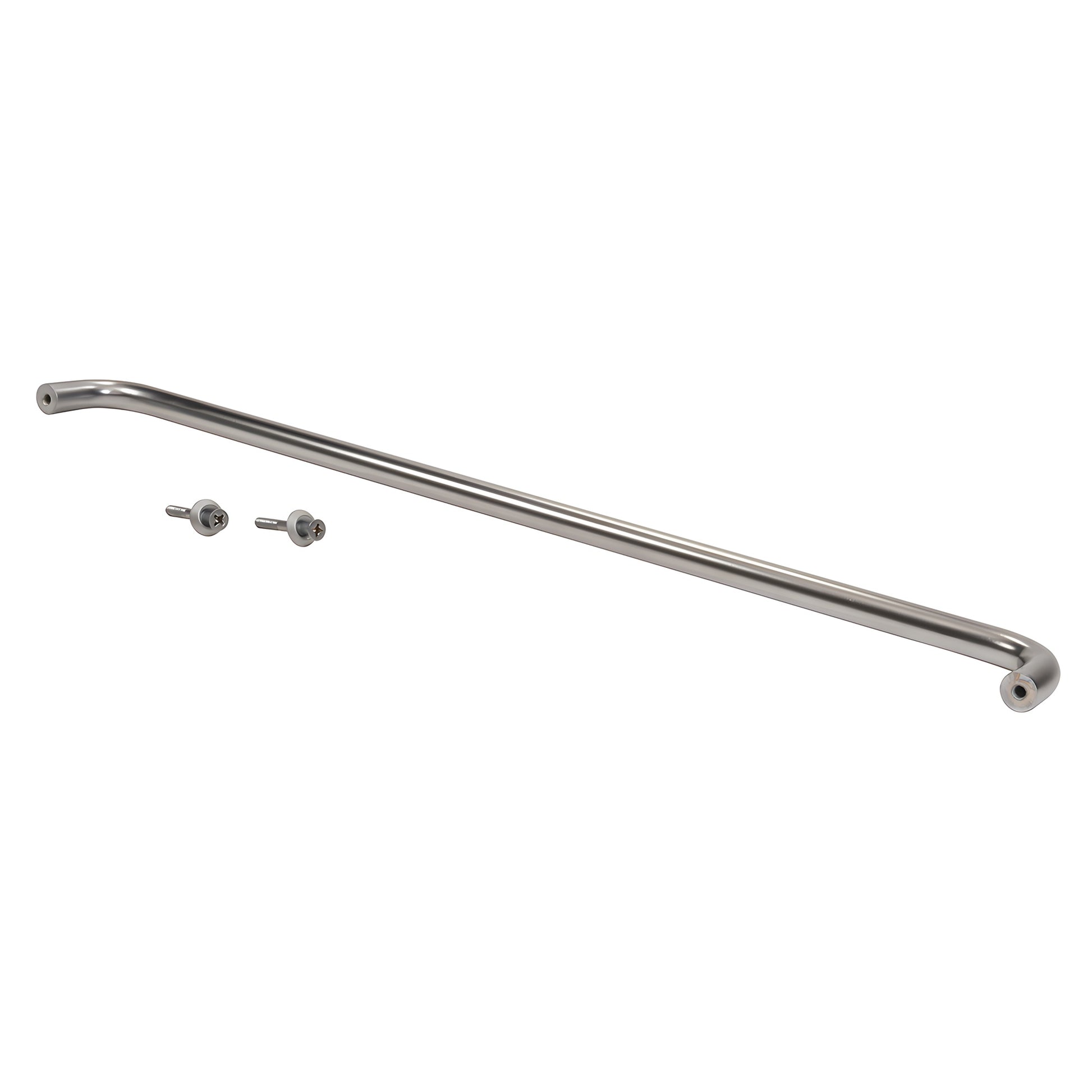 Clear-anodized 1" diameter aluminum single-sided pull handle, 33" center-to-center, solid tubular design.