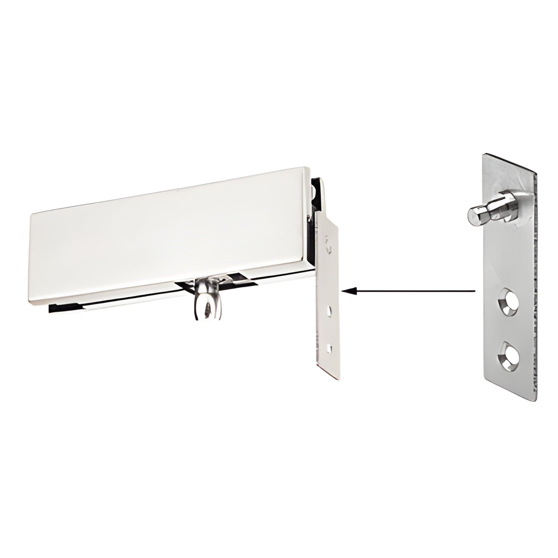 CRL transom patch wall bracket (SKU 1NT340BS), brushed stainless steel concealed hinge-side mounting bracket with hardware.