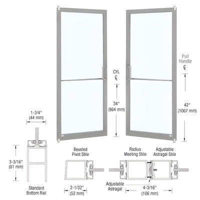 CRL-U.S. Aluminum 250 Clear Anodized Offset Pivot Glass Doors (Pair)