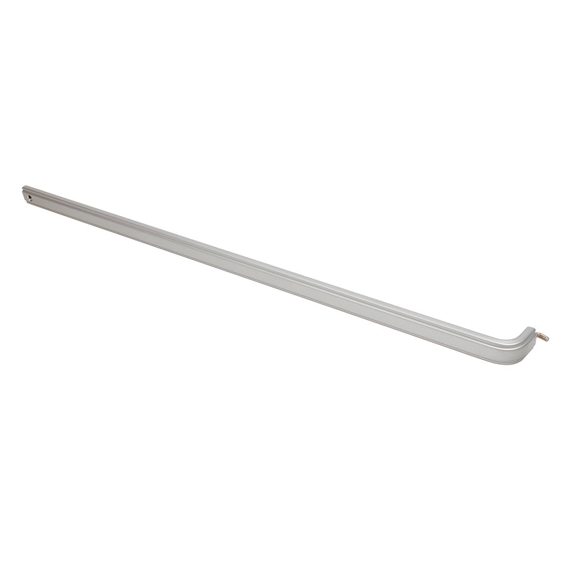 DL9535A satin aluminum push bar for storefront narrow stile doors, J hook end, fits up to 42"