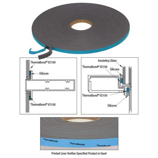 CRL 1/4' x 1/2' Saint-Gobain Norton V2100 Thermalbond Glazing Spacer Tape - Black