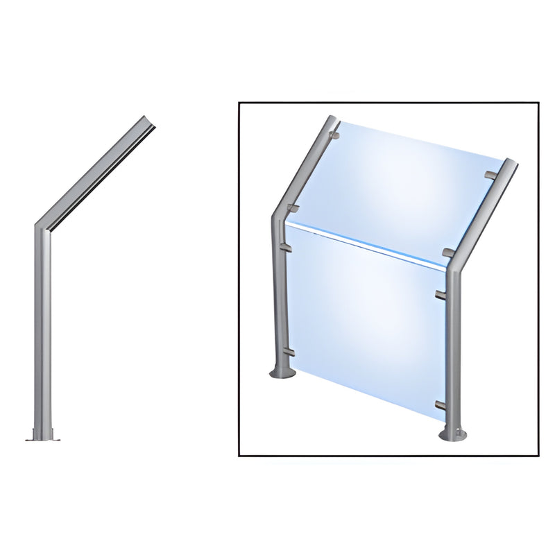 SG5201BS brushed stainless petite glass fitting with 1-1/2 slim tube and standoffs holding frameless 3/8 sneeze guard