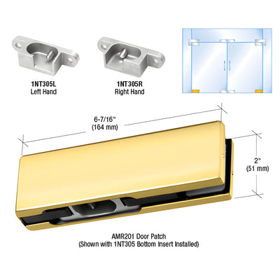 CRL Brass Right-Hand European Bottom Patch Fitting for Glass Door