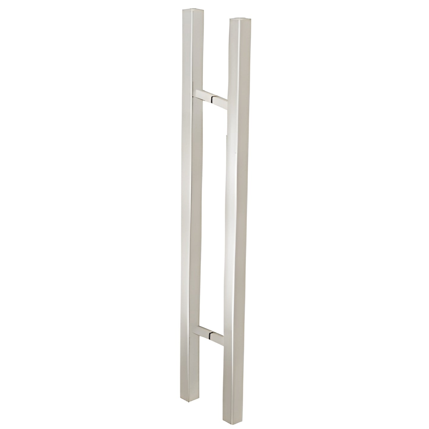 36" brushed stainless square ladder-style pull handle for 3/8-3/4" tempered glass doors, back-to-back mount.