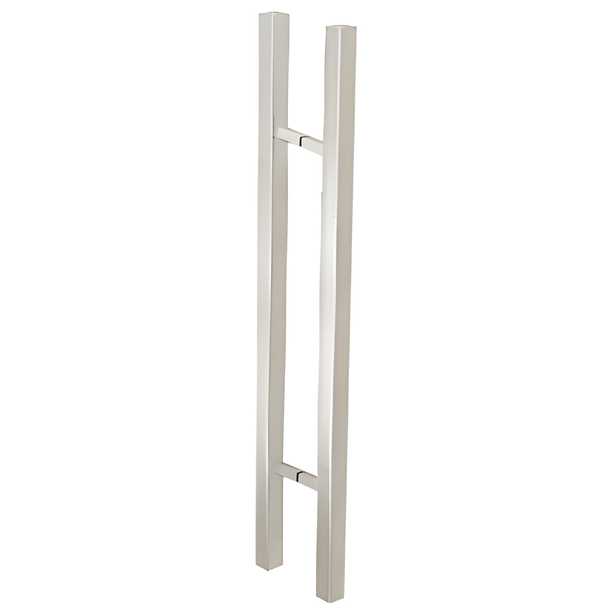 36" brushed stainless square ladder-style pull handle for 3/8-3/4" tempered glass doors, back-to-back mount.