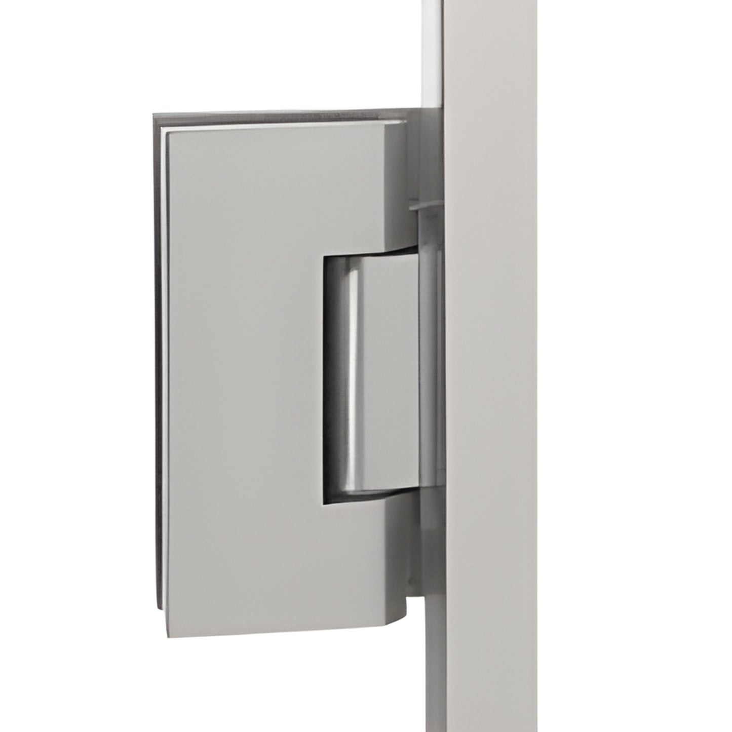 Brushed nickel jamb-mounted shower hinge (Geneva), for 5/16-3/8" glass, 72" kit - SKU GEN03372BN