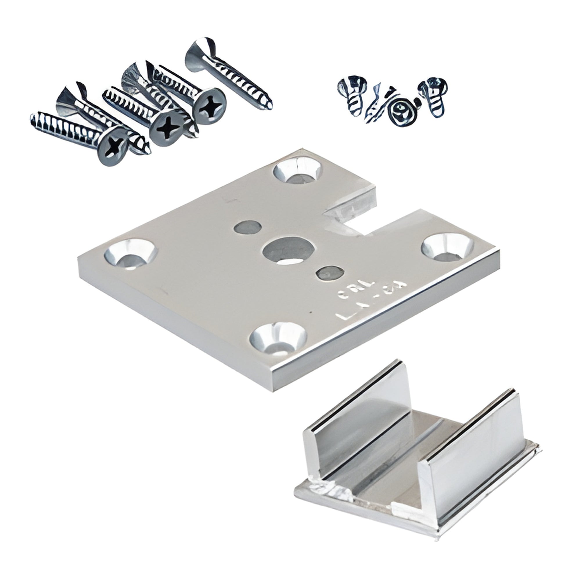 D1990AE satin-anodized aluminum 2x2 square base plate kit with cap and screws for glass partition posts