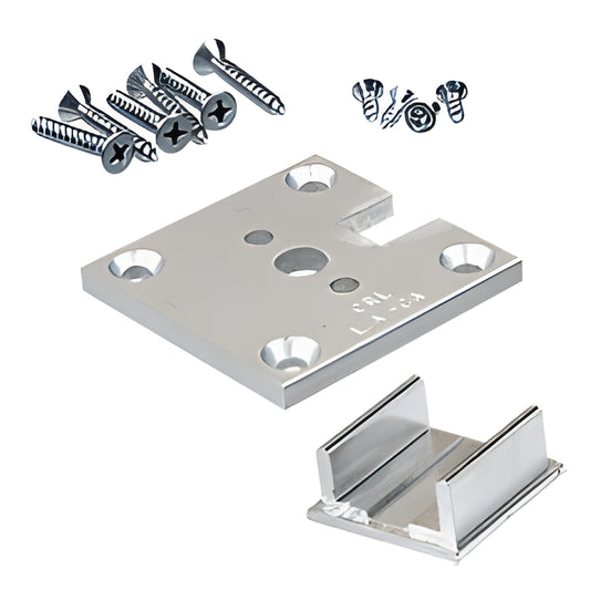 D1990AE satin-anodized aluminum 2x2 square base plate kit with cap and screws for glass partition posts