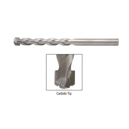 CRL SDB14 4in straight-shank carbide-tip drill bit for granite, marble & tile, silver finish.