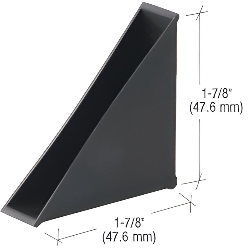 Black polyethylene corner protector cap for 1/2" glass, 1-7/8" sides, reusable, SKU 1563012