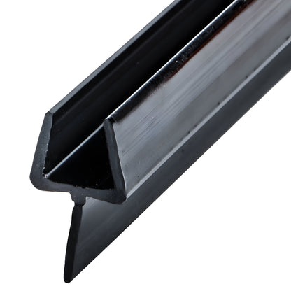 Ultra black one-piece bottom rail (P661BRBL) vinyl sweep for frameless tempered glass shower doors, low-profile 95-inch.