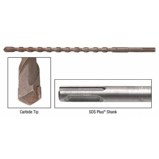 CRL 1/2" Heavy Duty Masonry Drill, 12" Long - Durable Tool for Concrete & Brick Drilling