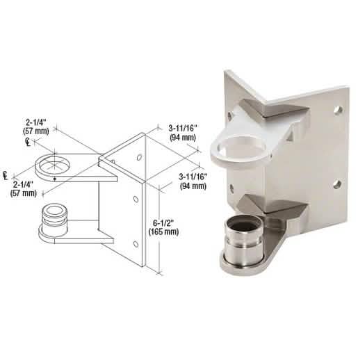 CRL 316 Brushed Stainless 1-1/2" Corner Fascia Mount Bracket for Outdoor Structures