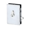 EUR681 satin anodized glass-mounted patch lock, rectangular chrome cover with key cylinder, 4-5/16 in height