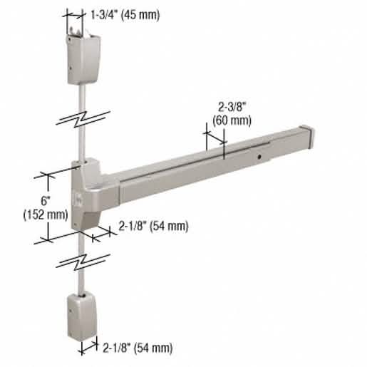 CRL Aluminum DL750SV Surface Vertical Rod Panic Exit Device for secure commercial doors.