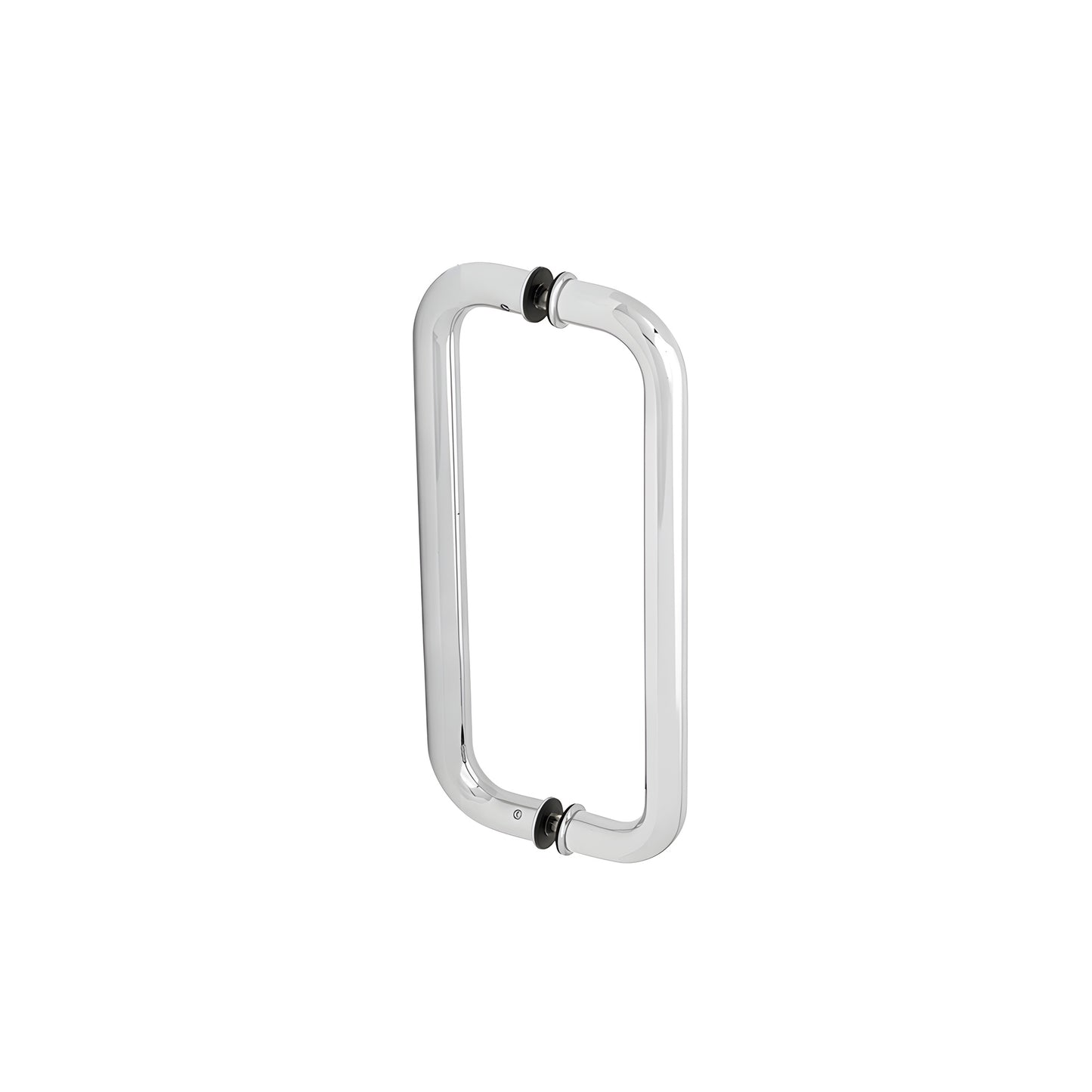 Polished stainless steel rectangular glass door pull handle, back-to-back, 10 in. c to c, for 3/8-3/4 in. glass (SKU CM10X10P