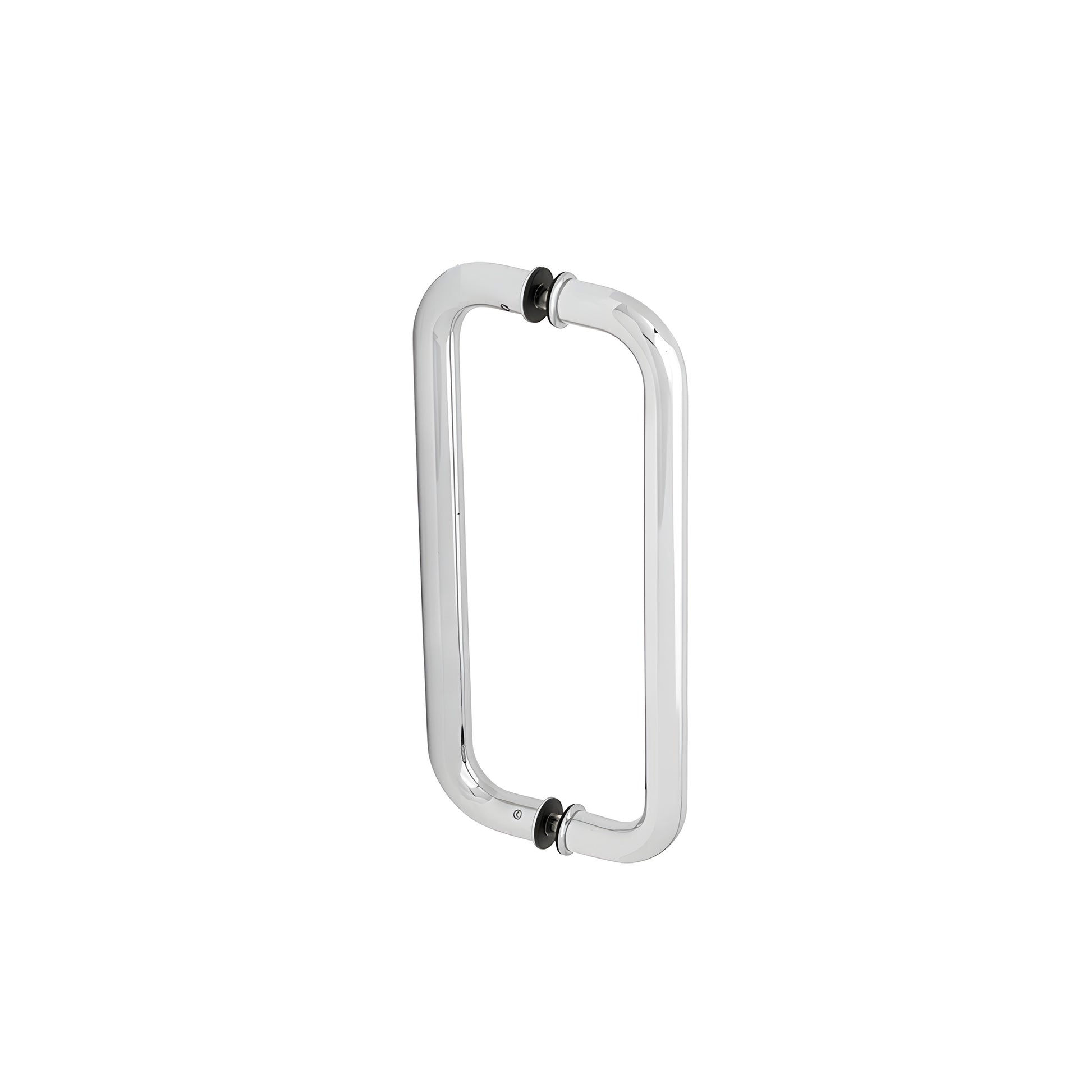 Polished stainless steel rectangular glass door pull handle, back-to-back, 10 in. c to c, for 3/8-3/4 in. glass (SKU CM10X10P